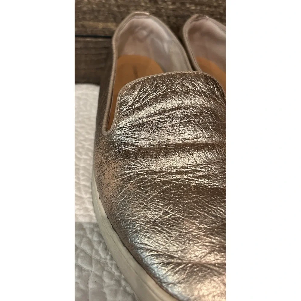Birdies The Swift Metallic Gold Leather Slip On Sneakers‎ Tennis Shoes Womens 9